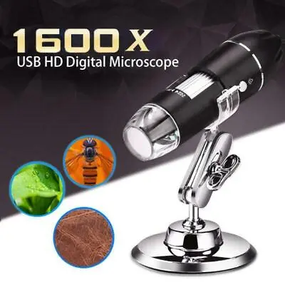 Buy 8LED 1600X 10MP USB Digital Microscope Endoscope Magnifier Camera W/ Stand • 9.50$
