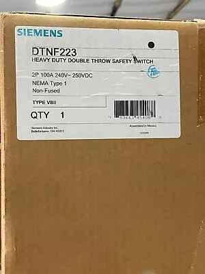 Buy Siemens Dtnf223 Double Throw Safety Switch 100a • 970$