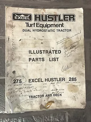 Buy Original Excel Hustler Turf Lawn Mower Tractor & Deck 275 285 Parts List Catalog • 19.50$