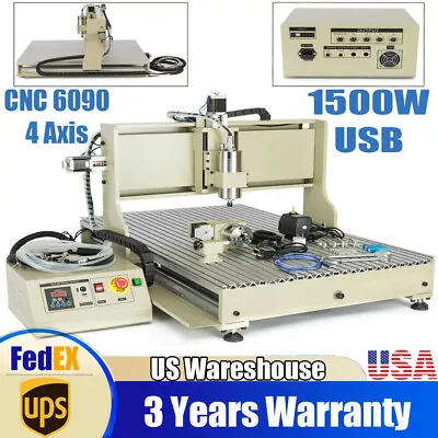 Buy 110V 4 Axis CNC 6090 Router Engraver Metal Engraving Drilling Milling Machine • 1,805$