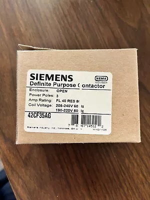 Buy SIEMENS 42CF35AG (FURNAS) Definite Purpose Contactor RELAY, 3-Pole, 40A, 240V • 60$