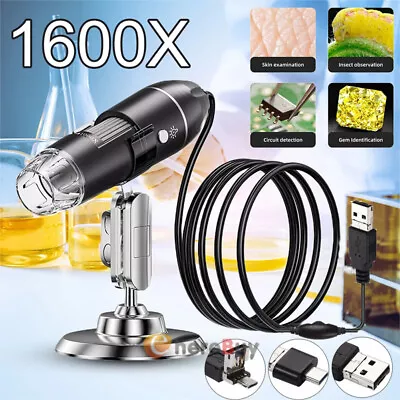 Buy Digital Microscope 1600X HD Portable Handheld USB Trichome Mini Coin Microscope  • 25.29$
