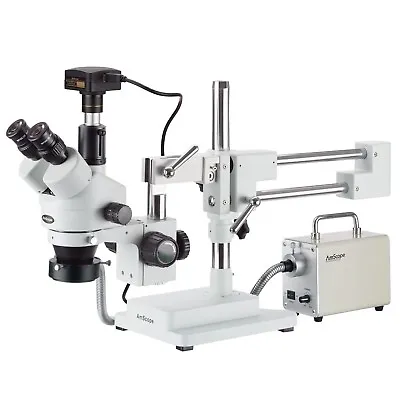 Buy Amscope 3.5X-90X Simul-Focal Trinocular Boom LED Stereo Microscope+ 18MP Camera • 1,595.99$