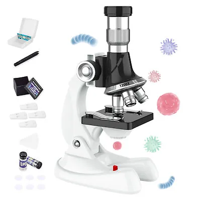 Buy Kids Microscope Biology Lab LED 1200x School Science Experiment Toys Gifts • 23.01$