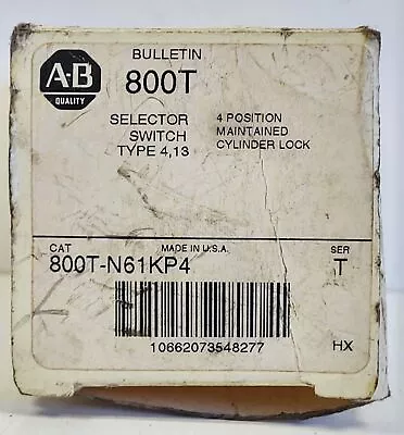 Buy Allen-Bradley 800T-N61KP4 Selector Switch With Key Cylinder Lock • 119.23$