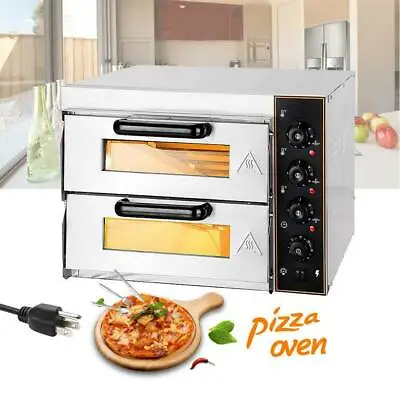 Buy Electric 3000W Pizza Oven Double Deck Commercial Stainless Steel Bake Broiler US • 285.90$