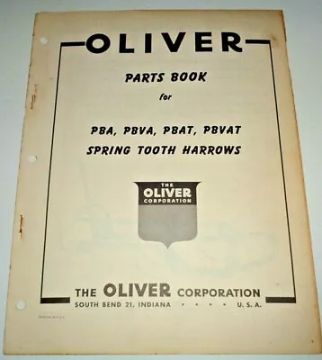 Buy Oliver PBA PBVA PBAT PBVAT Spring Tooth Harrow Parts Catalog Manual Book OEM! • 8.69$