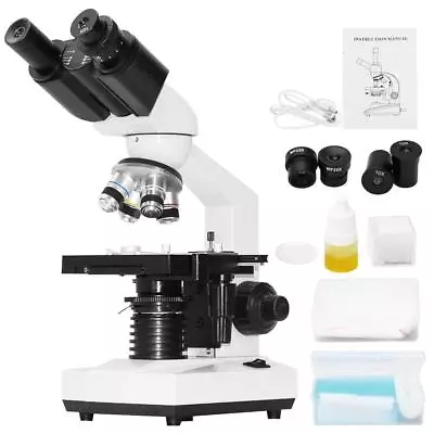 Buy 40X-2500X Binocular Compound Microscope WF10X WF25X Mech Stage Illumination USA • 169.99$