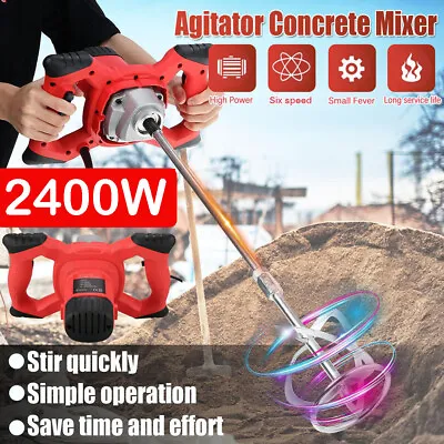 Buy 2400W Portable Electric Concrete Cement Mixer Drywall Mortar Handheld 6 Speed • 48.27$