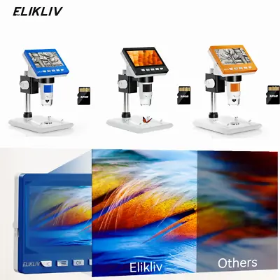 Buy Elikliv Digital Microscope 1000X 32GB 4.3  Coin Microscope 1080P Camera Slides • 11.99$