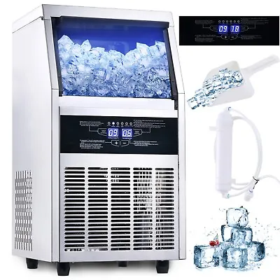 Buy 90lb Built-in Commercial Ice Maker Stainless Steel Bar Restaurant Cube Machine • 279.99$