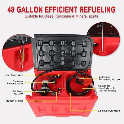 Buy 48 Gallon 15 GPM Portable Fuel Tanks With 12V DC Gasoline Fuel Transfer Pump • 525.99$