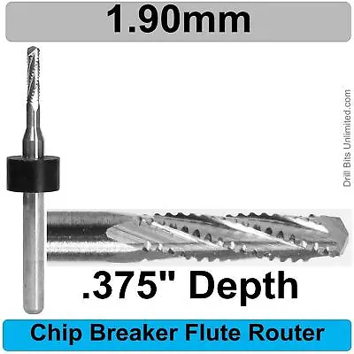 Buy 1.9mm .075  Chip Breaker Router Bit ONE Piece Carbide 1/8  Shank  R164 • 4.99$
