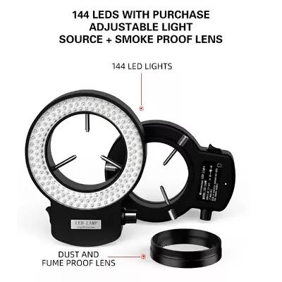 Buy Adjustable Binocular Stereoscopic Lens Microscope Glass 144LED Ring Light Source • 30.39$