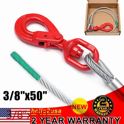 Buy 3/8''x50'' Wire Rope Winch Cable Self Tow Truck Flatbed Load Locking Swivel Hook • 47.51$