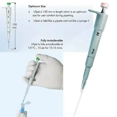 Buy Micropipette, 10uL, Fixed Volume, Autoclavable • 23.95$