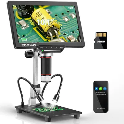 Buy TOMLOV DM202 10.1 Inch 32GB HDMI LCD Digital 16MP Coin Microscope With 10  Stand • 221.49$