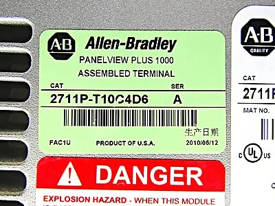 Buy Allen Bradley 2711P-T10C4D6 /A PanelView Plus 1000 2010 • 1,275.20$