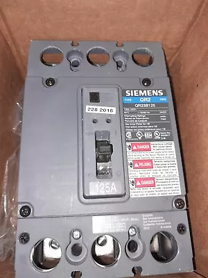 Buy 1 New Open Box  Siemens Qr23b125  125a 3 Pole 240v Circuit Breaker Replacing Qj • 599$