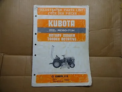 Buy Kubota RC60-71H Rotary Mower Parts Manual Catalog 11/82 • 15$