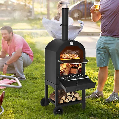 Buy Outdoor Pizza Oven Wood Fire Pizza Maker Grill With Pizza Stone • 154.99$