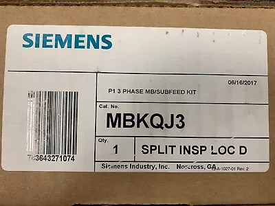 Buy Mbkqj3 Siemens P1 3phase Main/subfeed Circuit Breaker Kit New • 598$