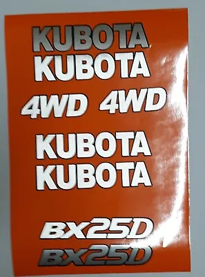 Buy Kubota BX 25 D Decals Backhoe Tractor Decal Kit  - Black Outline Brush Aluminum  • 99.99$