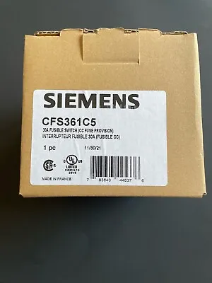 Buy Siemens CFS361C5 Disconnect Switch,Low Voltage Circuit Protection,600V,30A, 60Hz • 284.50$