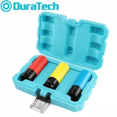 Buy DURATECH 3PC Wheel Protector Impact Socket Set 17/19/21mm 1/2  Dr Lug Nut Socket • 21.99$