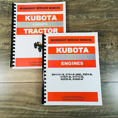Buy Kubota L345Dt Diesel Tractor Service Manual Set Repair Shop Technical Workshop • 56.97$