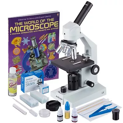 Buy AmScope 40x-2500x Portable LED Compound Biological Microscope With Extensive Sli • 234.99$