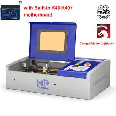 Buy Monport LightBurn 40W 12 X 8  CO2 Laser Engraver Marker Engraving Machine K40+ • 449$