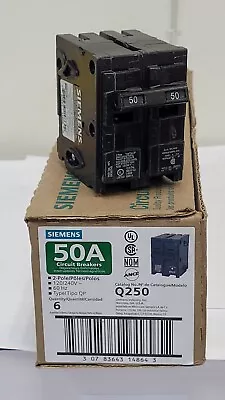 Buy Q250, Two Boxes Of 6 (totally 12 Breakers),50A, 2 Pole, 120/240~, SIEMENS • 160$