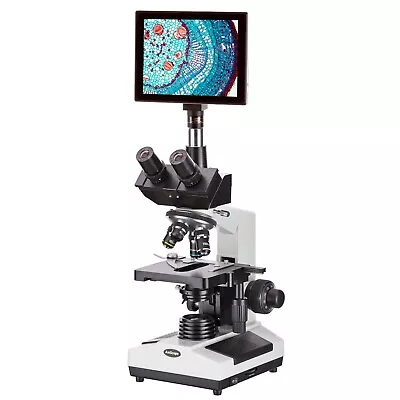 Buy Amscope 40X-2500X Trinocular Halogen Compound Microscope + 9.7  Touchscreen • 940.99$