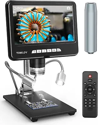 Buy TOMLOV 7  2K Digital Microscope 1200x24MP HDMI LCD Coin Microscope With Screen • 129.99$