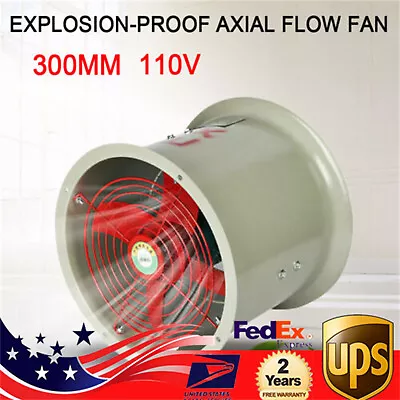 Buy 12 Inch Explosion-proof Axial Fan Pipe Spray Booth Paint Fumes Exhaust Fan • 96.76$