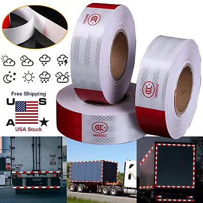 Buy Conspicuity Tape Reflective Safety Trailer Warning Sign Red White Car Truck RV • 19.95$