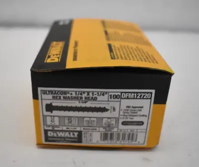 Buy Dewalt DFM12720 Concrete Anchor Screws Hex Washer Head 1/4 Inch Pack Of 100 • 17.50$