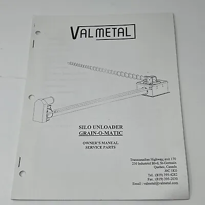 Buy Valmetal Silo Unloader Grain-o-Matic Owners Service Parts Numbers Manual List • 11.92$