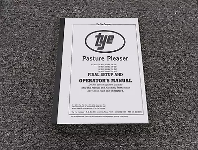 Buy Tye 104-4404 Pasture Pleaser No-Till Drill Final Setup & Owner Operator Manual • 199$