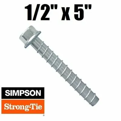 Buy 1/2  X 5  Simpson Strong Tie THD50500H Titen HD Concrete Screw Anchor Zinc  • 10.80$