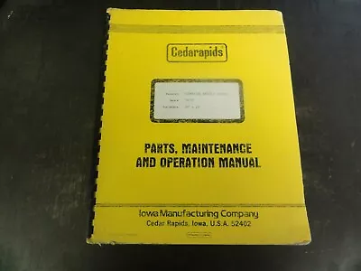 Buy Cedarapids 35  X 20' Vibrating Grizzly Feeder Parts Maintenance Operation Manual • 25$