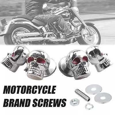 Buy 4/8X Motorcycle Tag Fastener Skull License Plate Frame Bolt Screws Eye, • 5.92$