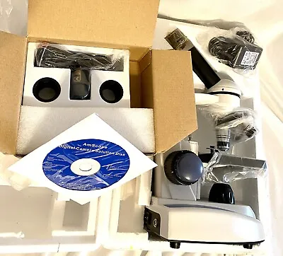 Buy AmScope Binocular Compound Microscope AND Eyepiece Camera MD130 Black White • 170$