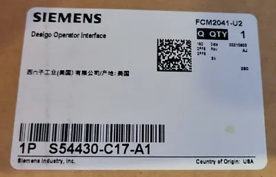 Buy Siemens Fcm2041-u2 Desigo Operator Interface S54430-c17-a1    Pmi-d  New/sealed • 1,105$