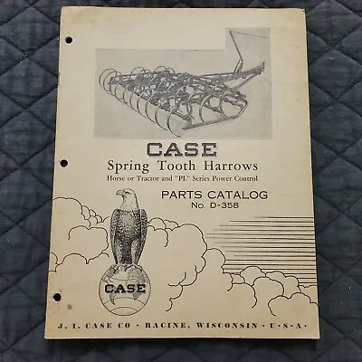 Buy Original Case Spring Tooth Harrows Horse Tractor PL Series Parts Catalog No D358 • 12$