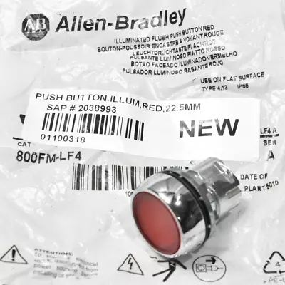 Buy Allen Bradley 800FM-LF4 Illuminated Flush Push Button, Red • 14.99$