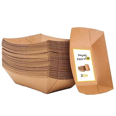 Buy 50 Pack Food Boats Disposable 3lb Eco Friendly Poly Coated Paperboard, Grease... • 20.62$