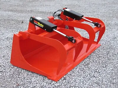 Buy 60  Dual Cylinder Smooth Bucket Grapple Attachment Fits Skid Steer Quick Attach • 1,699.99$