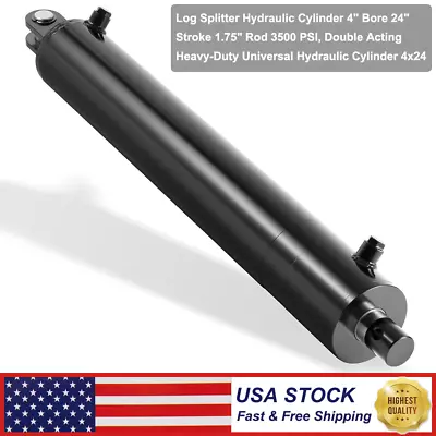 Buy Hydraulic Cylinder Welded Double Acting 4  Bore 24  For Log Splitter 3500 PSI • 349.95$